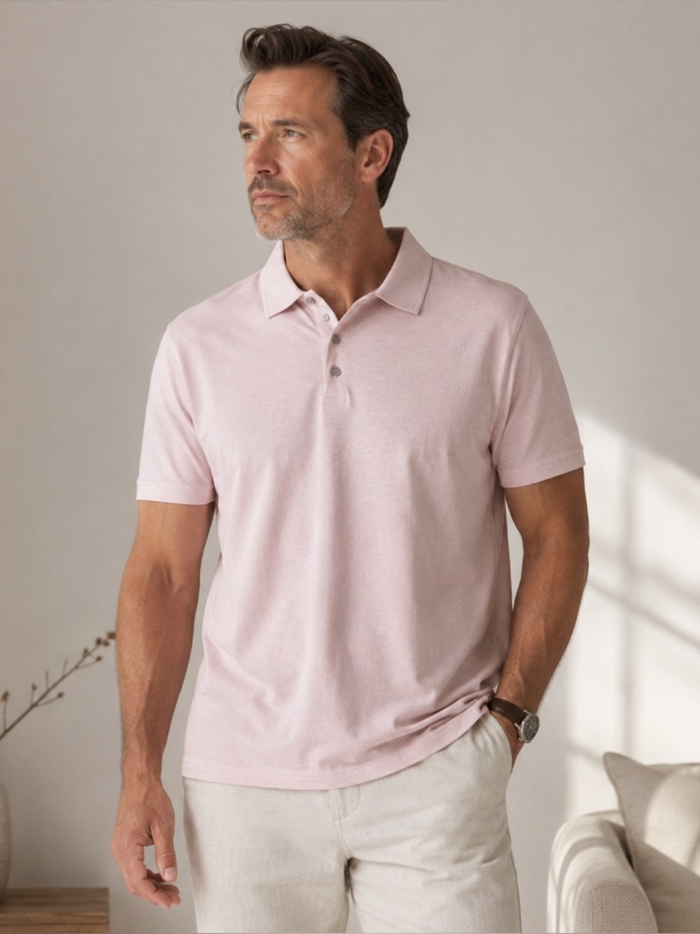 BRAX Men’s Feel Good Pepe Linen Blend Polo Shirt Sz XL Pink Luxury Casual Golf
